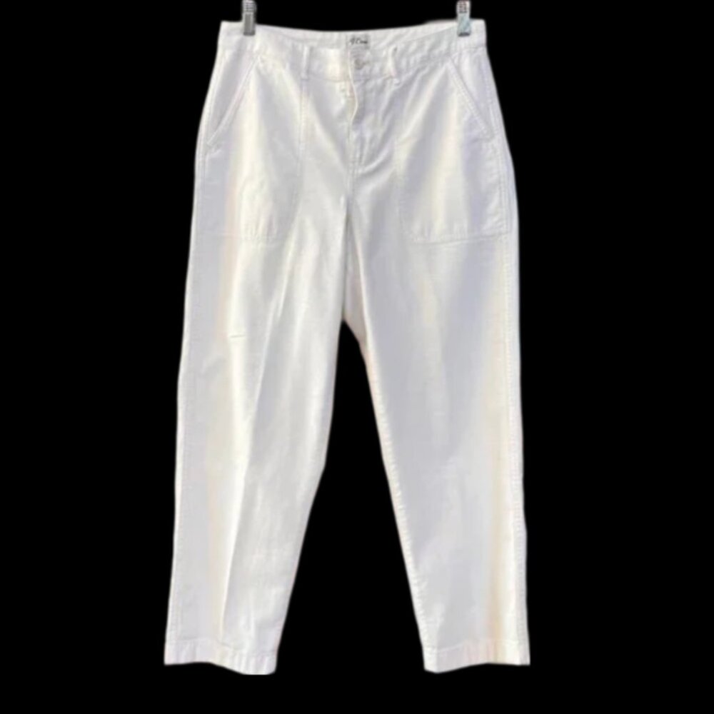 J. Crew White Cotton Cropped Barrel Leg Pant size 8